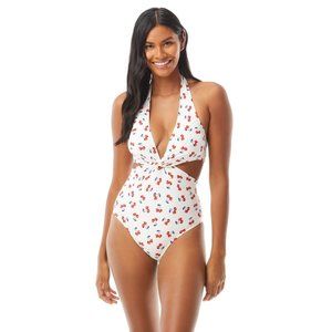 Kate Spade White and Red Floral One Piece Swimsuit